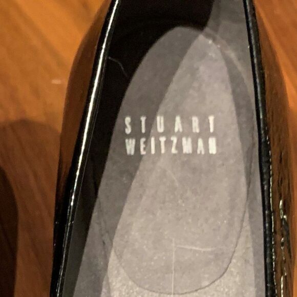 Stuart Weitzman black real patten leather pump, sz 8.5, EUC, heel detail - Picture 3 of 16